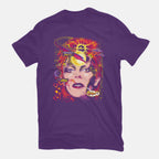 Space Face – Music Graphic T-Shirt in purple, flat-lay product view