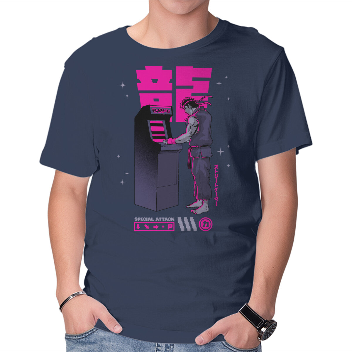 Street Gamer – Gaming Graphic T-Shirt in navy, product display