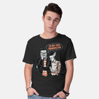 Model wearing black I'm Not Even Frankenstein – Horror Graphic T-Shirt