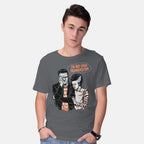 Model wearing charcoal I'm Not Even Frankenstein – Horror Graphic T-Shirt