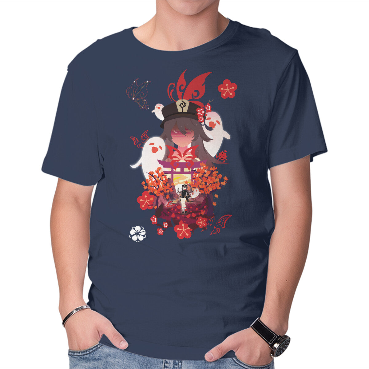 The Fun In Funeral – Gaming Graphic T-Shirt in navy, product display