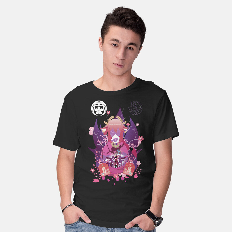 Model wearing black Fox Envoy – Gaming Graphic T-Shirt