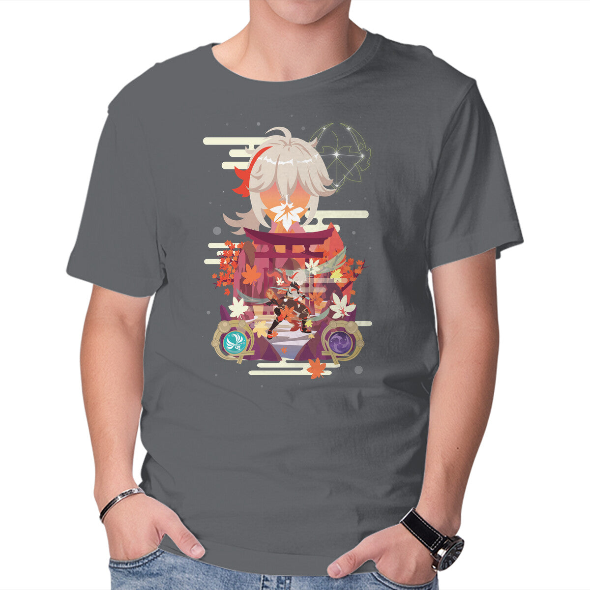 The Wandering Samurai – Gaming Graphic T-Shirt in charcoal, product display