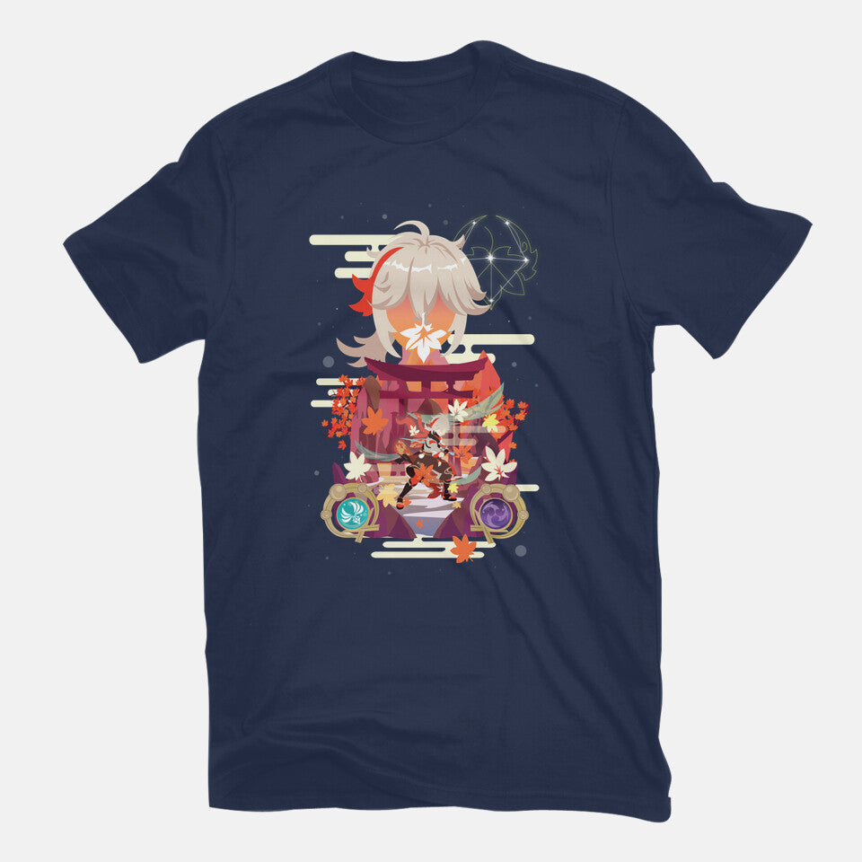 The Wandering Samurai – Gaming Graphic T-Shirt in navy, flat-lay product view