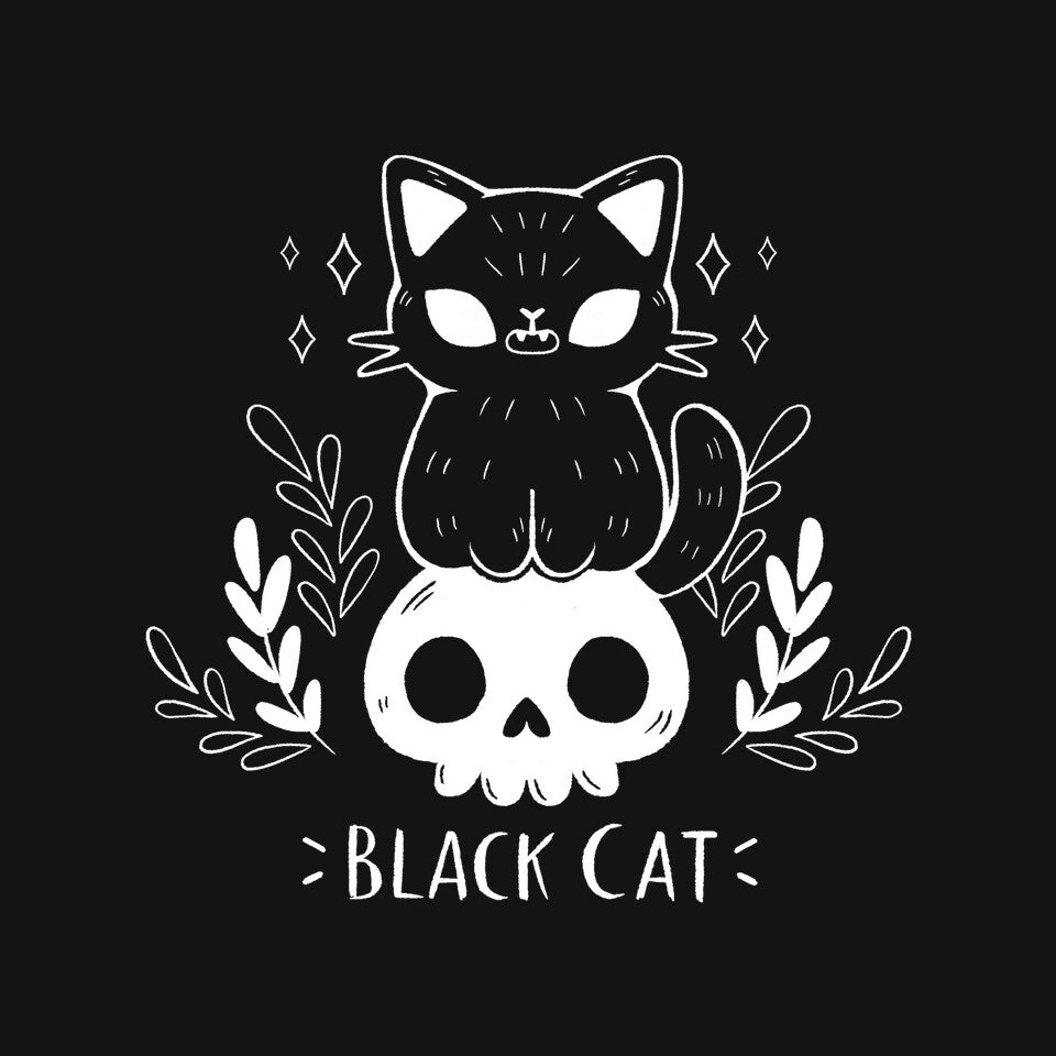 Black Cat – Cat Graphic T-Shirt design artwork for black graphic T-shirt
