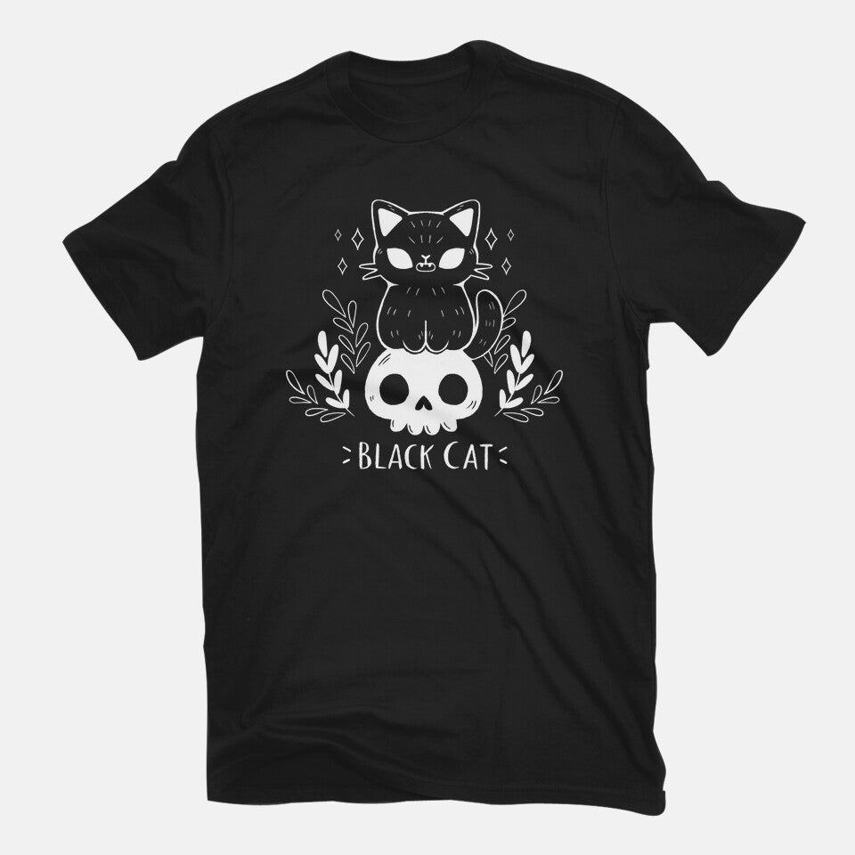 Black Cat – Cat Graphic T-Shirt in black, flat-lay product view