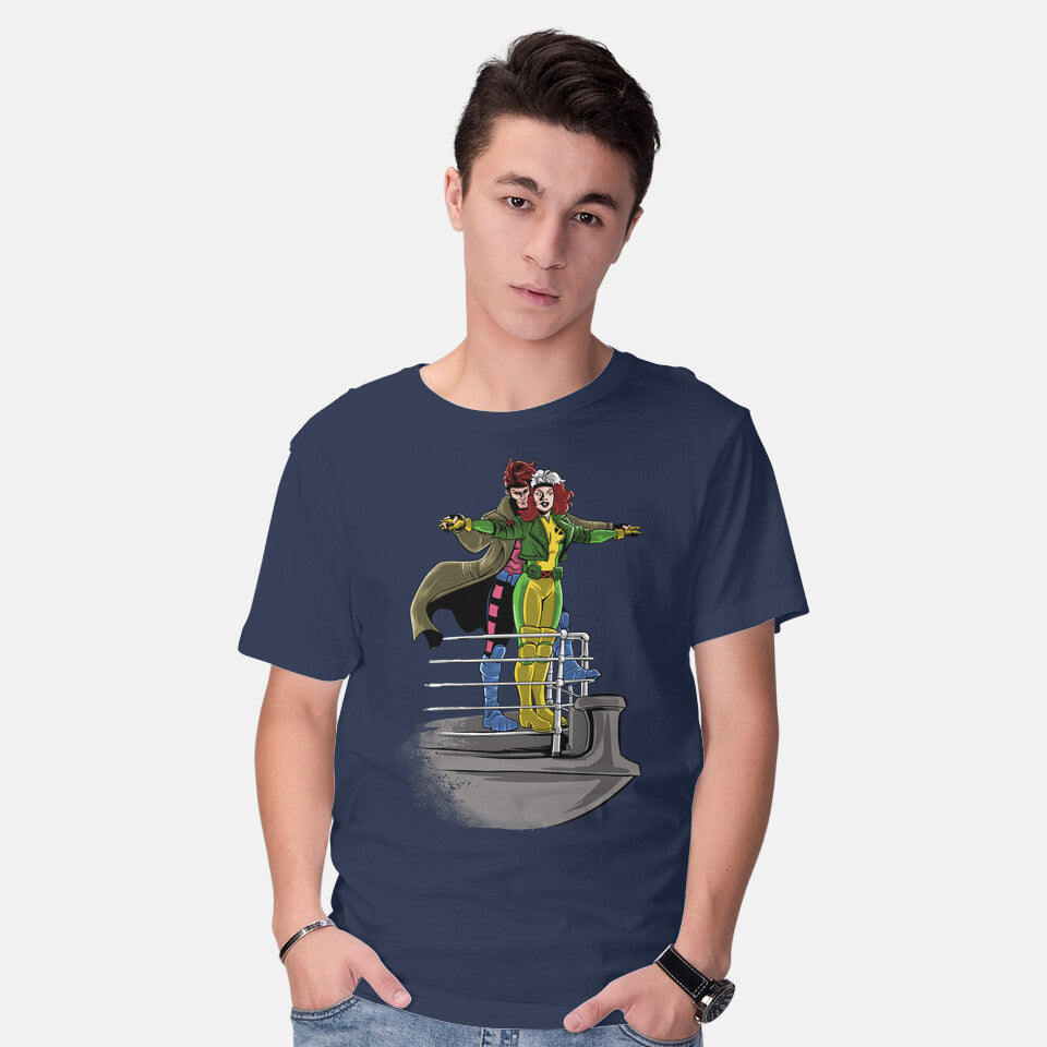 Model wearing navy Xtanic – Sci-Fi Graphic T-Shirt