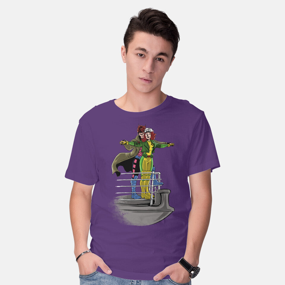 Model wearing purple Xtanic – Sci-Fi Graphic T-Shirt