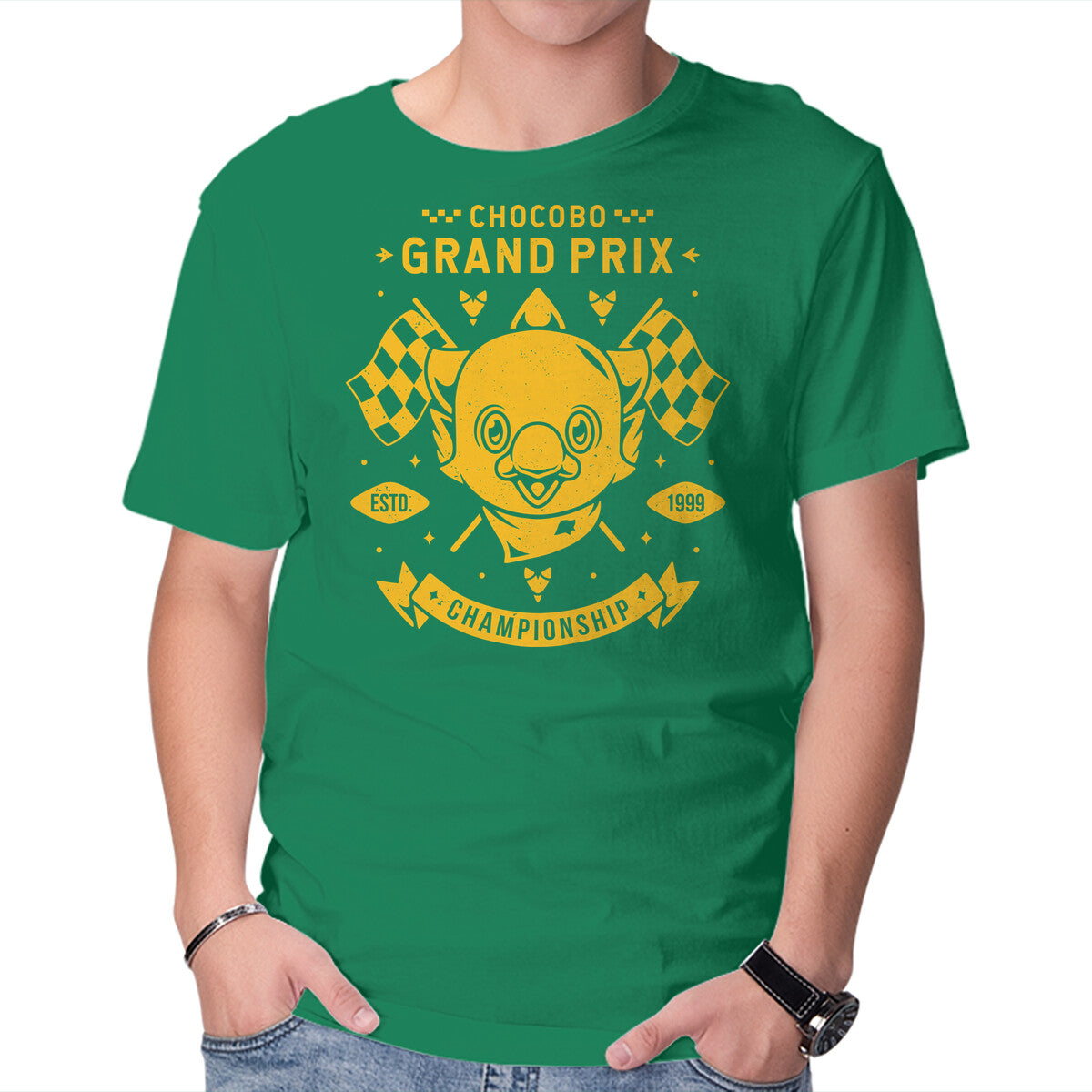 Chocobo Grand Prix – Gaming Graphic T-Shirt in green, product display