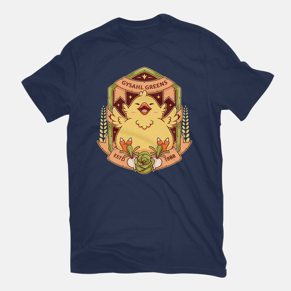 Gysahl Greens – Gaming Graphic T-Shirt in navy, flat-lay product view