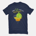 When Life Gives You Lemons – Funny Graphic T-Shirt in navy, flat-lay product view