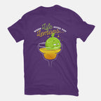 When Life Gives You Lemons – Funny Graphic T-Shirt in purple, flat-lay product view
