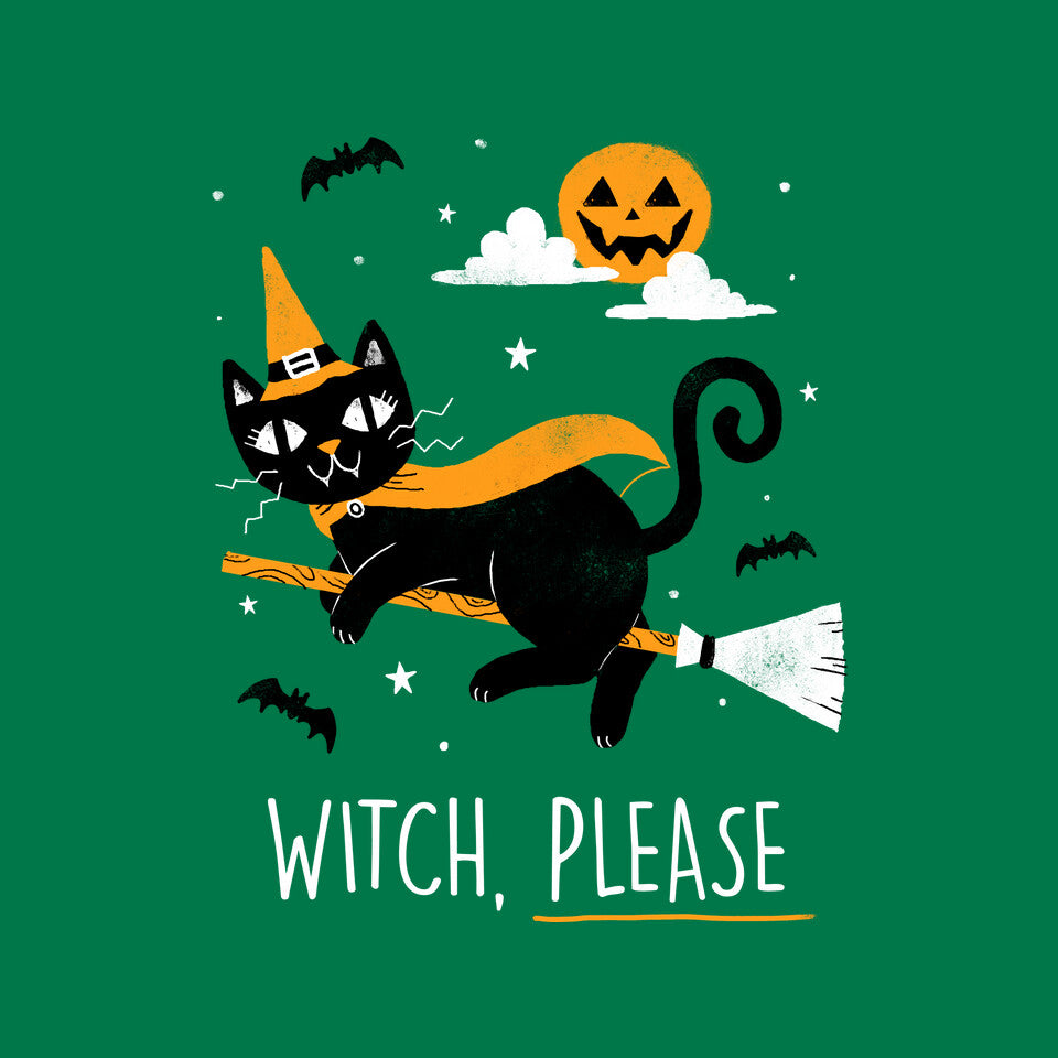 Witch Pls – Cat Graphic T-Shirt design artwork for green graphic T-shirt