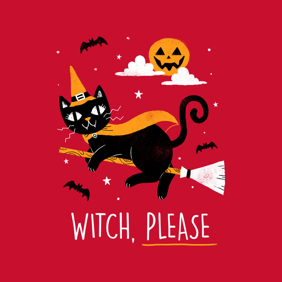 Witch Pls – Cat Graphic T-Shirt design artwork for red graphic T-shirt