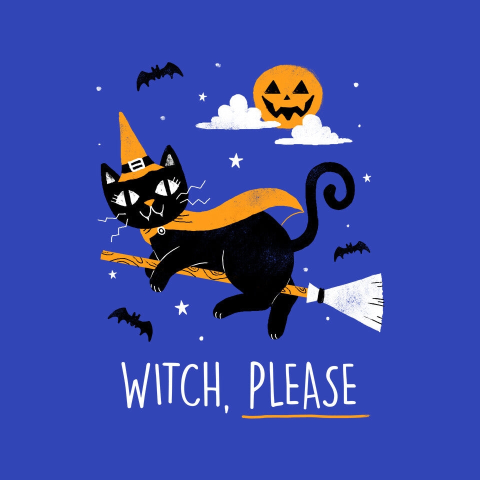 Witch Pls – Cat Graphic T-Shirt design artwork for royal blue graphic T-shirt