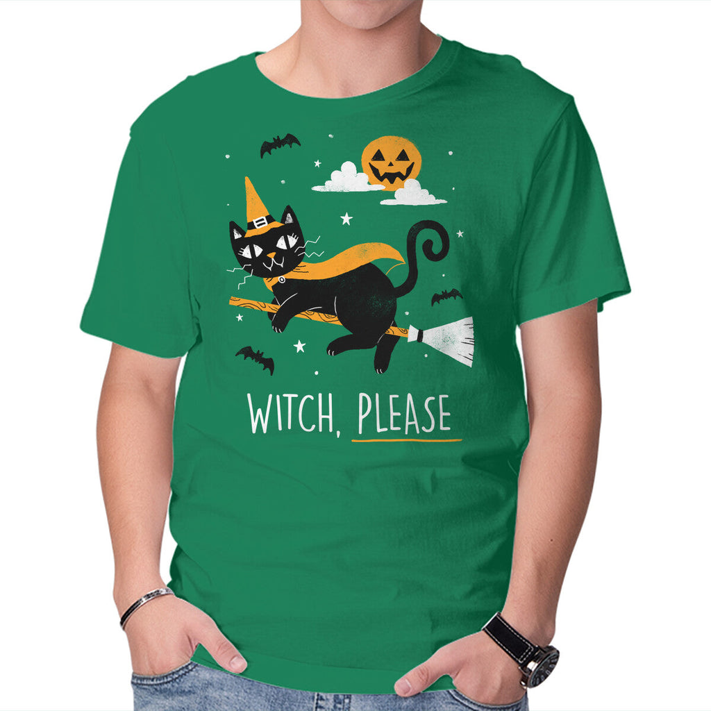 Witch Pls – Cat Graphic T-Shirt in green, product display