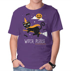 Witch Pls – Cat Graphic T-Shirt in purple, product display