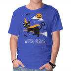 Witch Pls – Cat Graphic T-Shirt in royal blue, product display