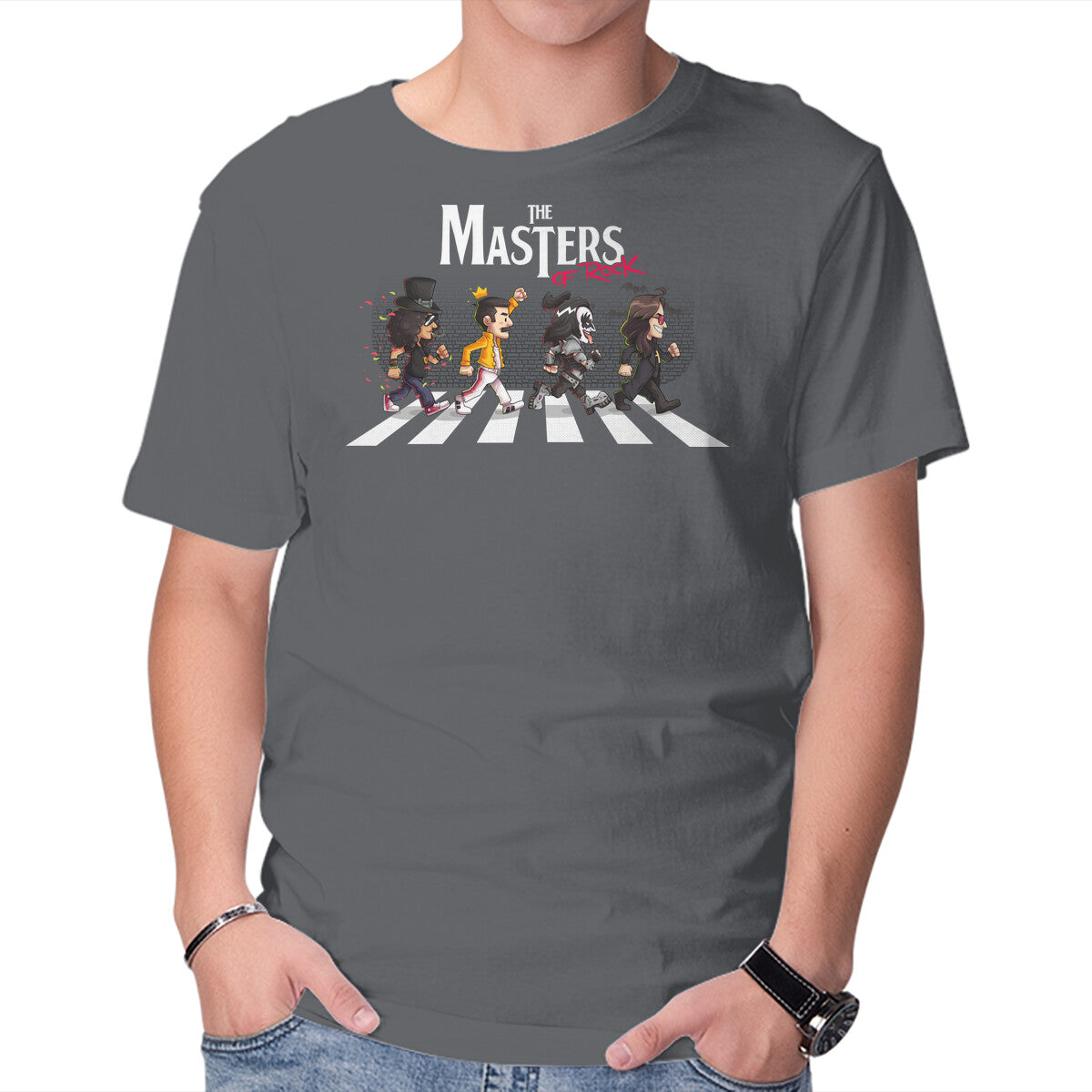 The Masters Of Rock – Music Graphic T-Shirt in charcoal, product display