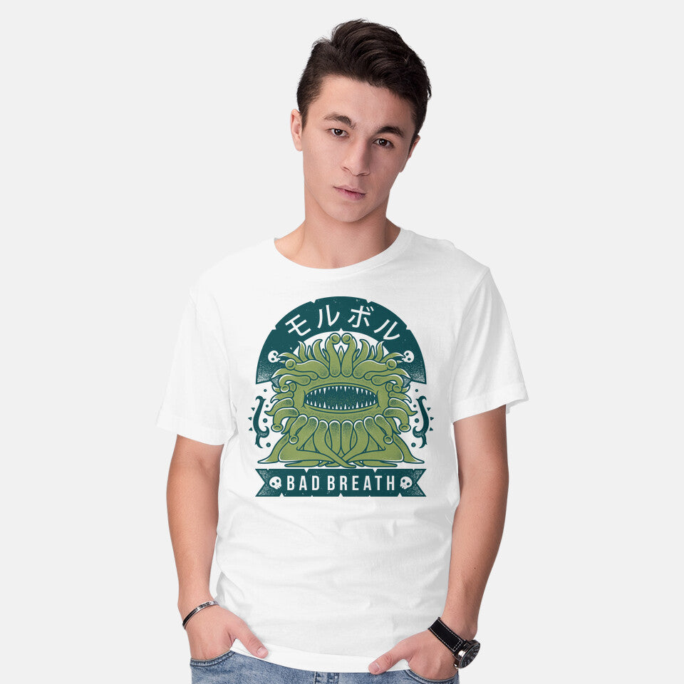 Model wearing white Malboro – Gaming Graphic T-Shirt