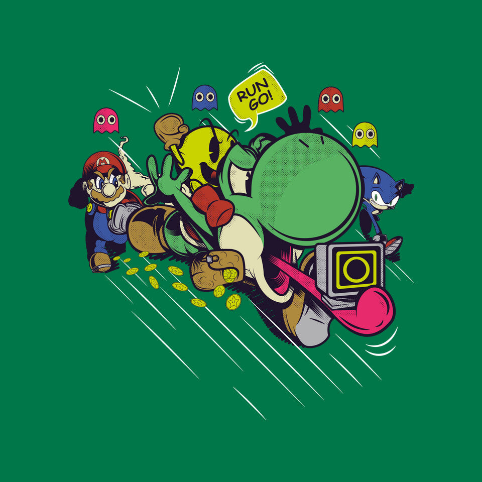 Run. Go! – Gaming Graphic T-Shirt design artwork for green graphic T-shirt