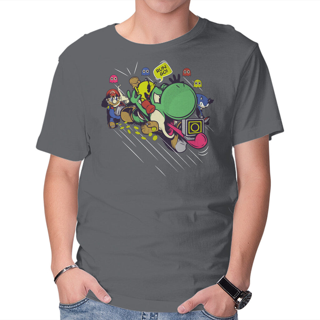 Run. Go! – Gaming Graphic T-Shirt in charcoal, product display