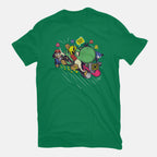 Run. Go! – Gaming Graphic T-Shirt in green, flat-lay product view