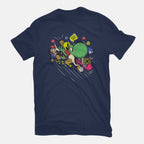 Run. Go! – Gaming Graphic T-Shirt in navy, flat-lay product view