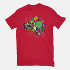 Run. Go! – Gaming Graphic T-Shirt in red, flat-lay product view