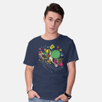 Model wearing navy Run. Go! – Gaming Graphic T-Shirt
