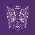 Metamorfurry Mystic Cat – Cat Graphic T-Shirt design artwork for purple graphic T-shirt