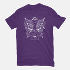 Metamorfurry Mystic Cat – Cat Graphic T-Shirt in purple, flat-lay product view