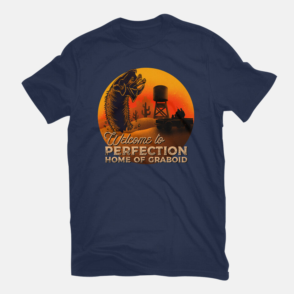 Tremor – Horror Graphic T-Shirt in navy, flat-lay product view