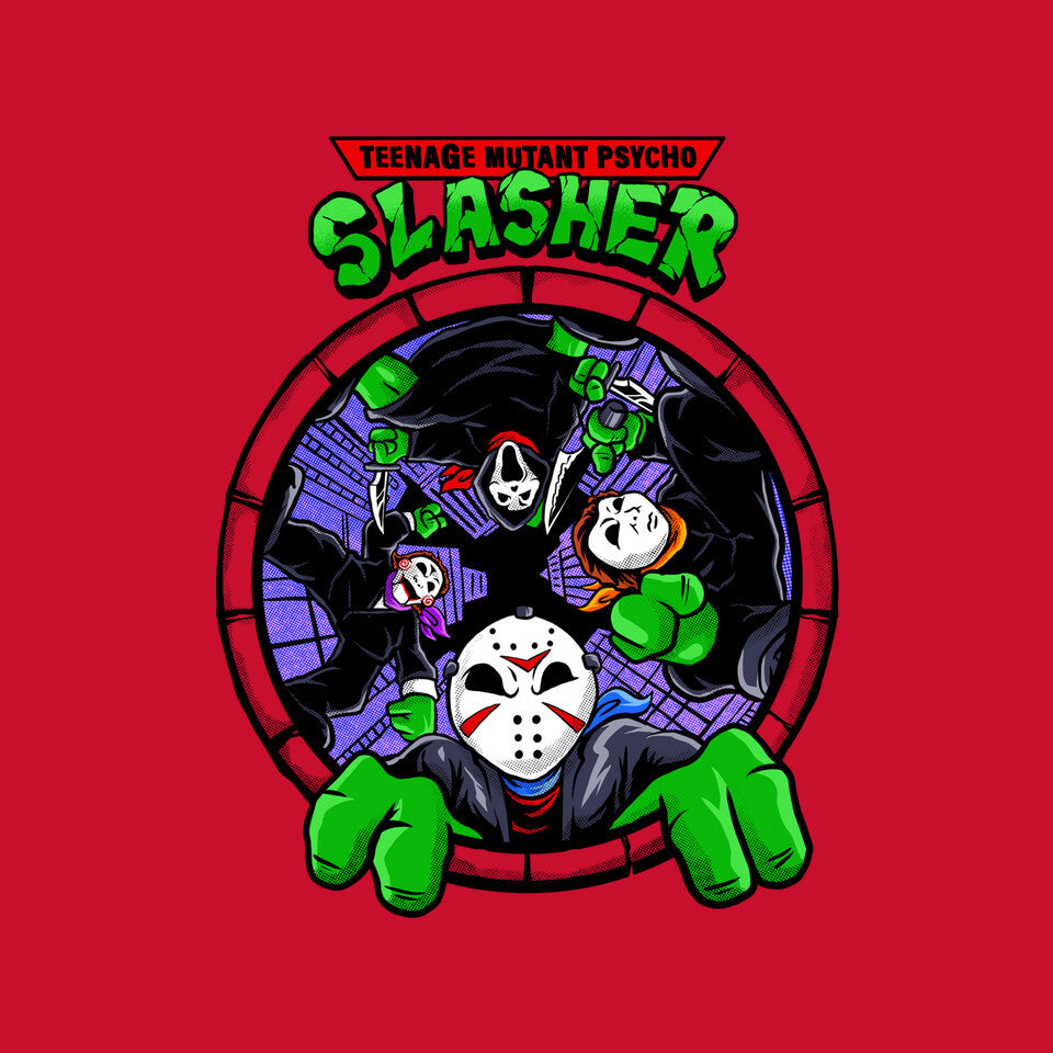 Four Slashers – Horror Graphic T-Shirt design artwork for red graphic T-shirt