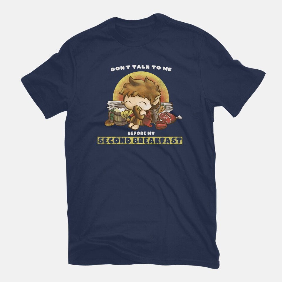 Second Breakfast – Fantasy Graphic T-Shirt in navy, flat-lay product view