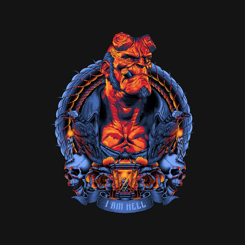 I Am Hell – Movie Graphic T-Shirt design artwork for black graphic T-shirt