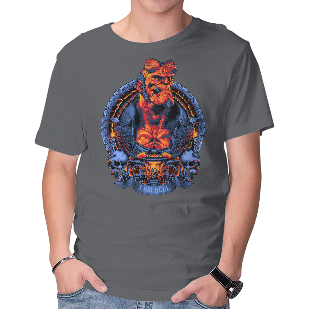 I Am Hell – Movie Graphic T-Shirt in charcoal, product display