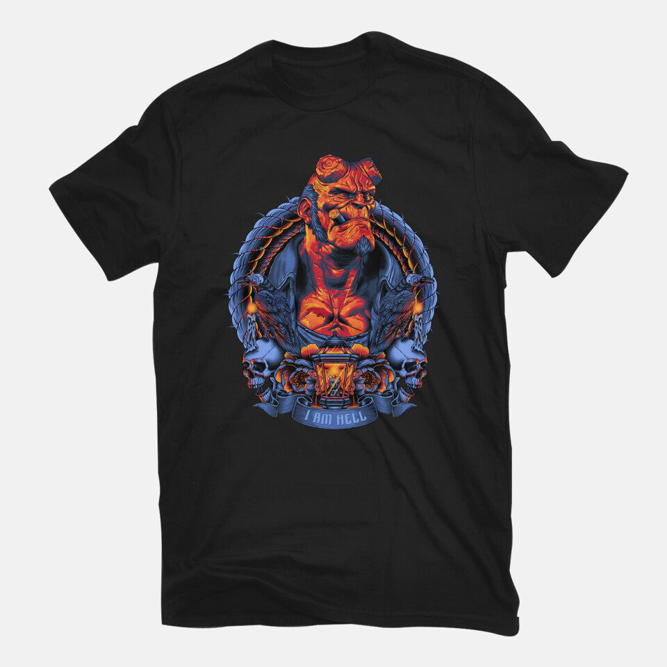 I Am Hell – Movie Graphic T-Shirt in black, flat-lay product view