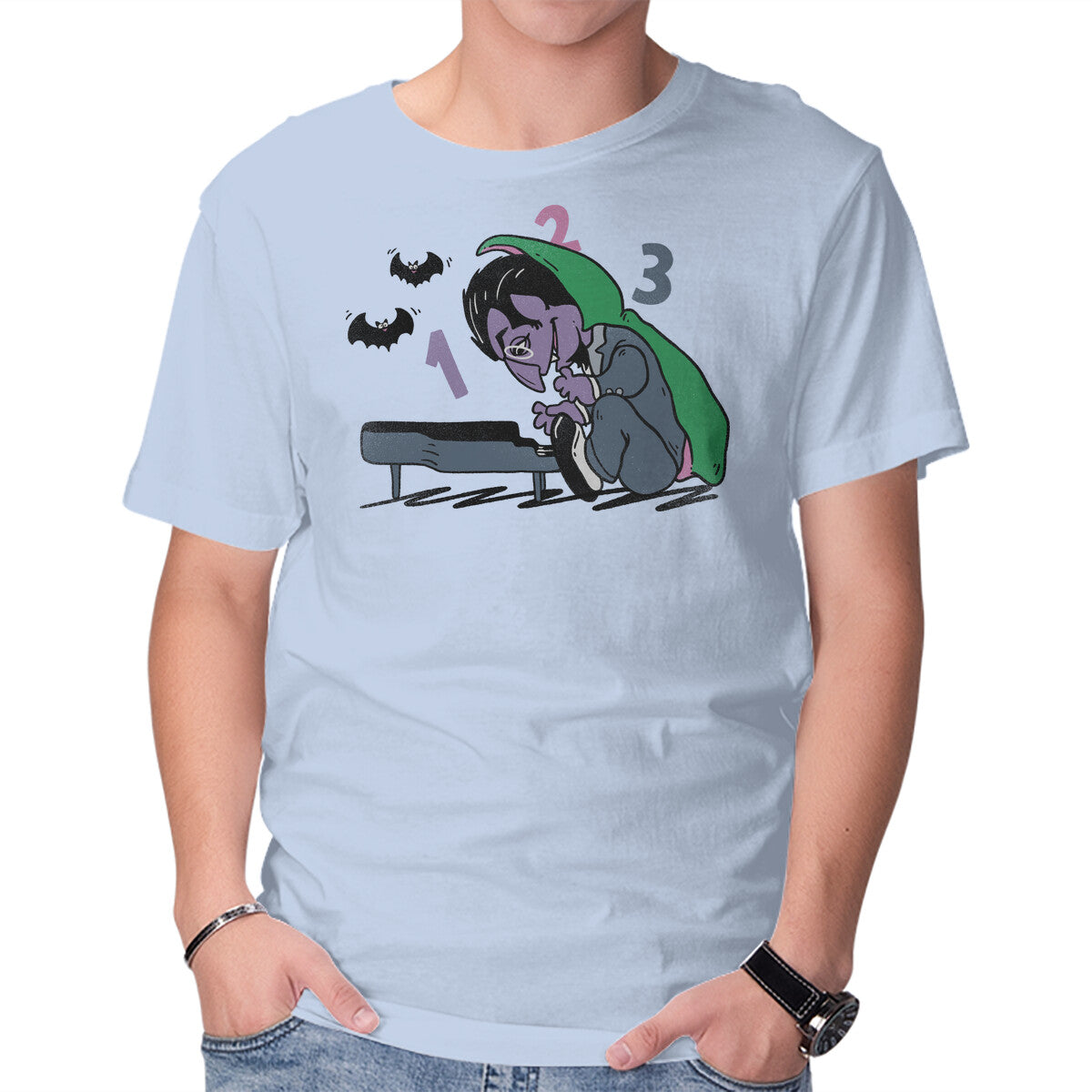 Count Peanut – Music Graphic T-Shirt in blue, product display