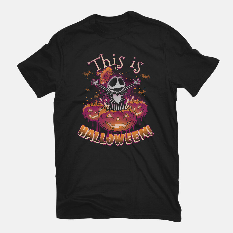 Halloween Surprise – Halloween Graphic T-Shirt in black, flat-lay product view