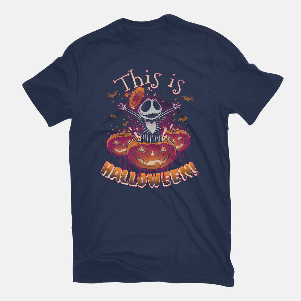 Halloween Surprise – Halloween Graphic T-Shirt in navy, flat-lay product view