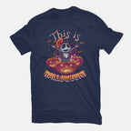 Halloween Surprise – Halloween Graphic T-Shirt in navy, flat-lay product view