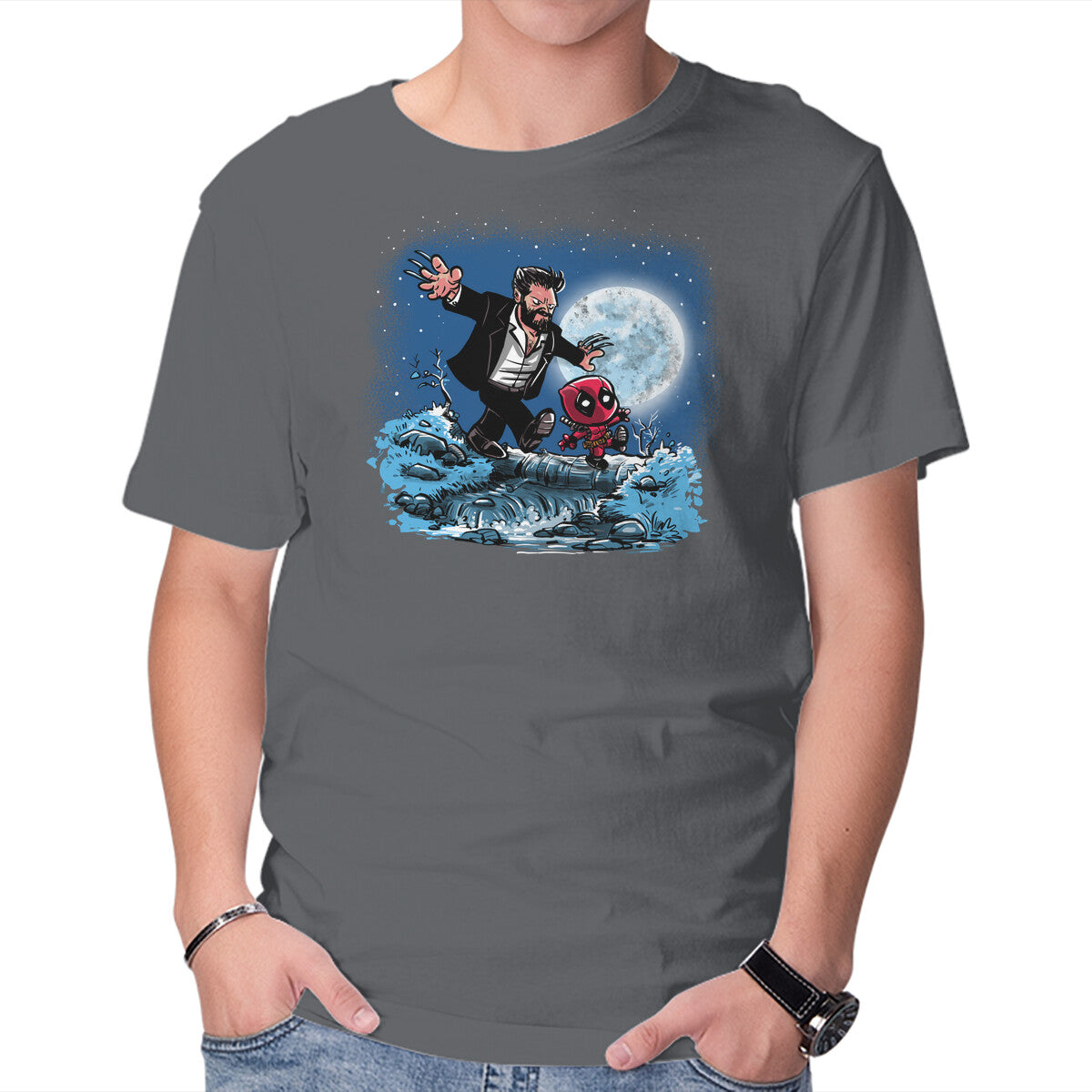 Wade And Logan – Movie Graphic T-Shirt in charcoal, product display