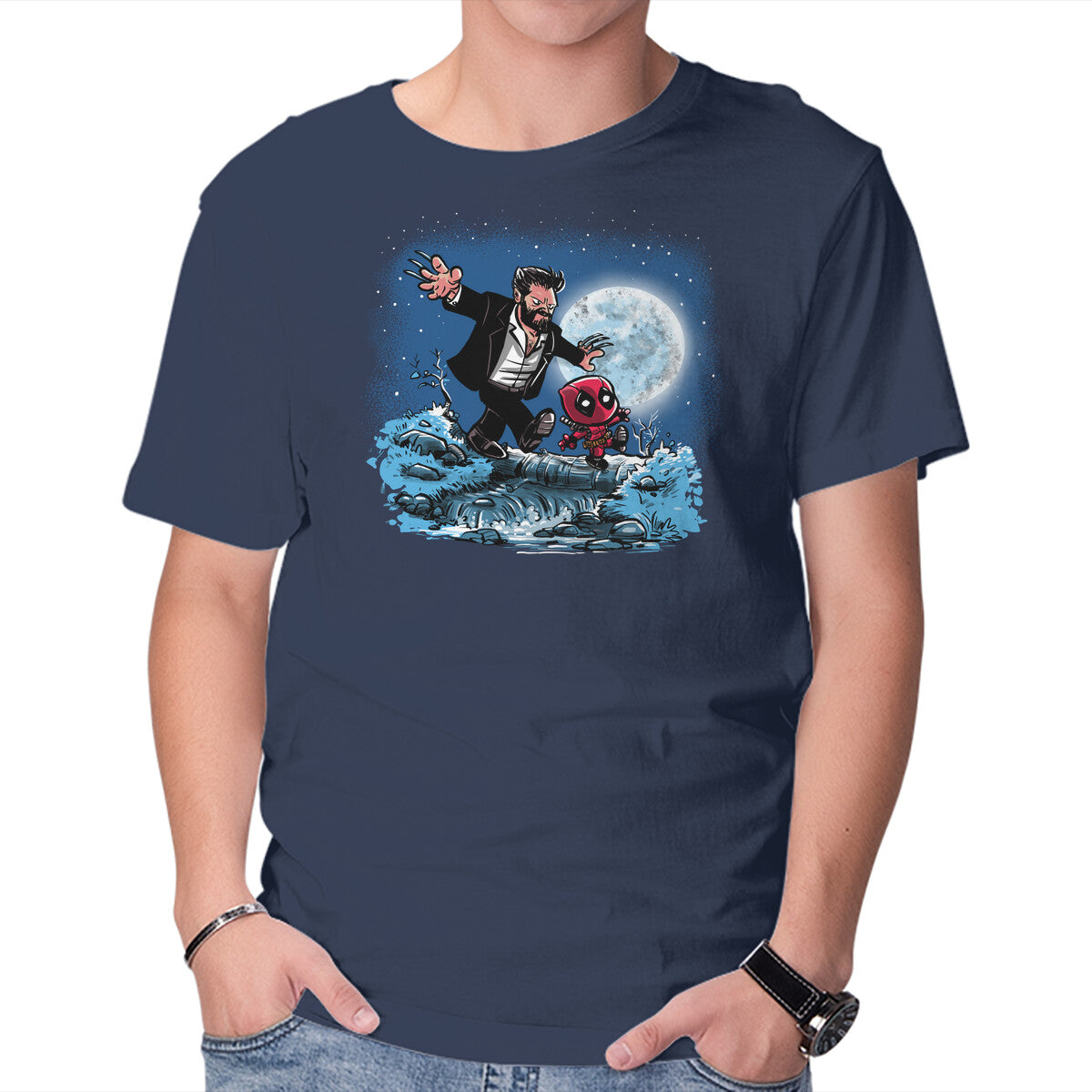 Wade And Logan – Movie Graphic T-Shirt in navy, product display