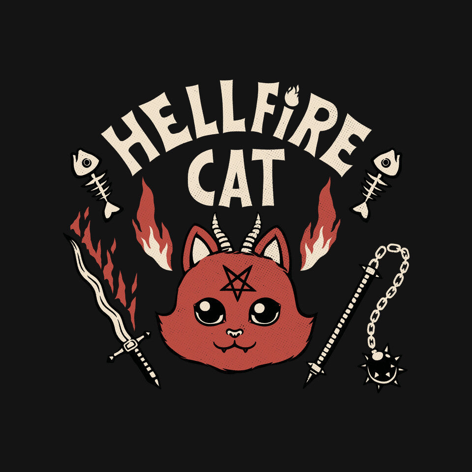 Hell Fire Cat – Cat Graphic T-Shirt design artwork for black graphic T-shirt