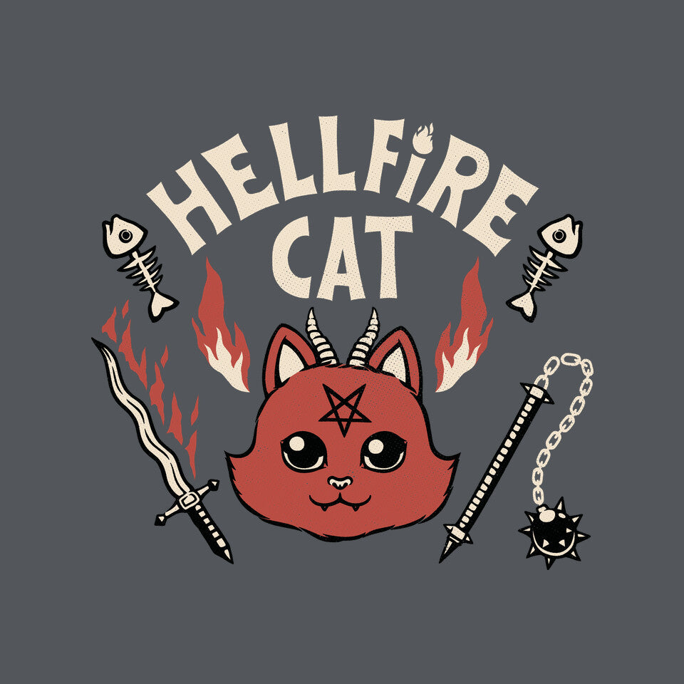 Hell Fire Cat – Cat Graphic T-Shirt design artwork for charcoal graphic T-shirt