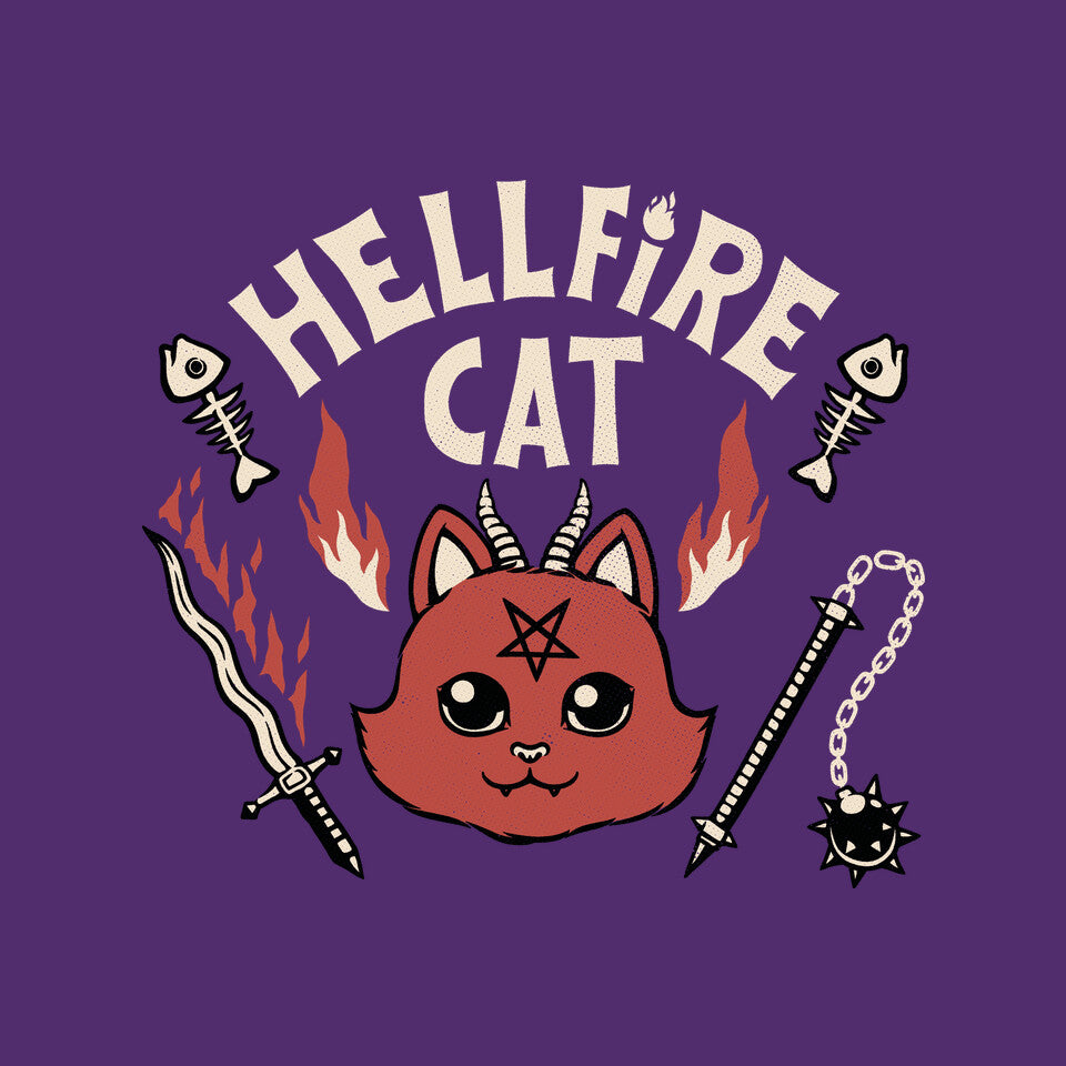 Hell Fire Cat – Cat Graphic T-Shirt design artwork for purple graphic T-shirt