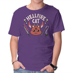Hell Fire Cat – Cat Graphic T-Shirt in purple, product display