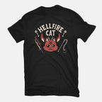 Hell Fire Cat – Cat Graphic T-Shirt in black, flat-lay product view