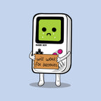 Will Work For Batteries Graphic T-Shirt design artwork for blue graphic T-shirt